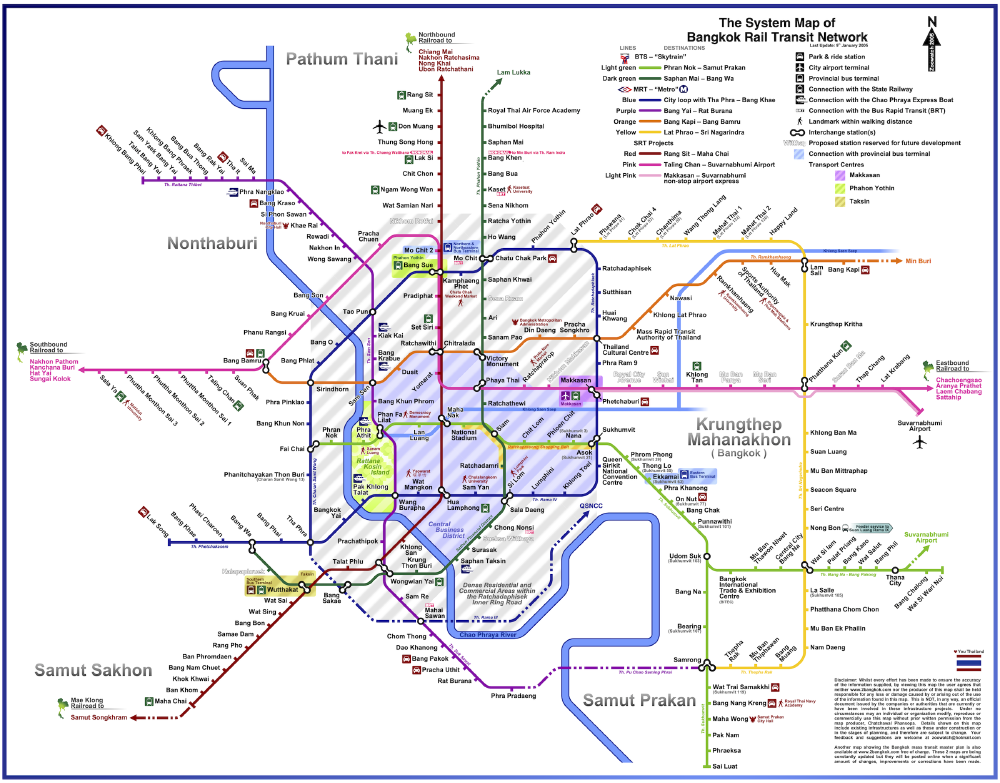 The System Map of Bangkok Rail Transit Network, 2005, Chatchawal Phansopa (zoowatch)